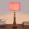 Devansh Pink Jute Table Lamp With  Wood Natural Base (7X7X21.25 Inches)-11