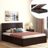 Alaca Solid Wood Queen Size Bed With Hydraulic Storage (Mahogany Finish)