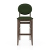 Pabi Solid Wood Bar Chair In Danish Walnut Finish with Olive Leatherette Colour