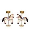 Desert Art Metal Handpainted Horse Tealight Holder Set of 2