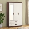 Miller 3 Door 2 Drawers Wardrobe With Mirror and Lock in Two Tone Finish