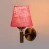 Devansh Metal Electric Wall Light in Gold Colour with Pink Shade Count of 1 Light