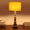 Devansh Yellow Cotton Table Lamp With  Wood Natural Base (7X7X21.25 Inches)-6