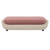 Marko Velvet 2 Seater 4 Feet Ottoman Bench in Peach & Cream Color