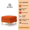 Doe Buck Luxe Boucle Square Ottoman in Orange Colour with Gold Metal Legs