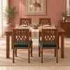 Globally Indian Bandhana Solid Sheesham Wood 4 Seater Dining Table Set 4 Chairs Teal Green
