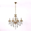Vela 8 Arm Ceiling Chandelier In Brass  & Clear Finish With Glass Crystal Drops & Trim