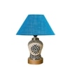 Devansh Conical Turquoise Jute Shade Lamp With Wood & Mosaic Glass Base For Decoration/Office/Home/Gifting/Study For Decoration/Office/Home/Gifting/Study -(10X10X14.5) Inches -A
