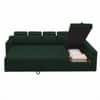 Luna 5 Seater Velvet LHS Pull Out Sofa Cum Bed in Green Color With Storage