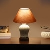 Devansh Conical Grey Cotton Shade Lamp With Wood & Mosaic Glass Base For Decoration/Office/Home/Gifting/Study For Decoration/Office/Home/Gifting/Study -(10X10X14.5) Inches -A