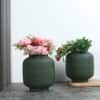 Textured Flower Pot Set Of 2 In Green Colour