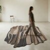 Handmade Wool Shaped Rug Modern Abstract Brown Charcoal 5 x 8 Feet Carpet
