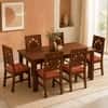 Globally Indian Yashvi Solid Sheesham Wood 6 Seater Dining Table Set 6 Chairs Terracotta Orange