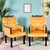 Arista Sheesham Wood Set Of 2 Lounge Chair In Yellow Velvet Upholstery