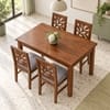 Globally Indian Patrika Solid Sheesham Wood 4 Seater Dining Table Set 4 Chairs Grey