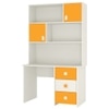 Flora Kids Study Desk cum Bookshelf with Shuttered Cabinets Open Shelves and Drawers in Ivory Mango Yellow Colour