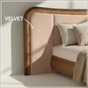 Elowen Softline King Size Bed in velvet With Oak wood Frame & Hydraulic Storage