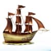Desert Art Metal Handpainted Golden Ship Showpiece