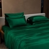 Stoa Paris 300 Tc Satin Bedsheet Super King Size Bed with Pillow Covers in Emerald Green