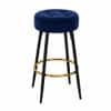 Doe Buck Tufted Counter Height Bar Stool in Blue Colour with Gold Footrest