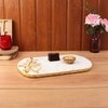 Large Oval Marble Platter with Gold Leaf Embedded