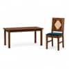 Globally Indian Laurent Solid Sheesham Wood 6 Seater Dining Table Set 6 Chairs Teal Blue