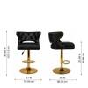 Doe Buck Verona Faux Leather Adjustable Bar Stool in Black Colour with Gold Base