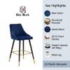 Doe Buck Upholstered Counter Height Bar Stool in Blue Colour with Gold Accents