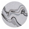 Handmade Round Wool Silk Rug Modern Wave Beige 6 Feet Carpet