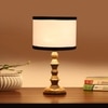 Devansh Multicolor Cotton Table Lamp With Wood Natural Base (7X7X15.5 Inches)-8