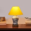 Devansh Conical Yellow Cotton Shade Lamp With Wood & Mosaic Glass Base For Decoration/Office/Home/Gifting/Study For Decoration/Office/Home/Gifting/Study -(10X10X14.5) Inches -A