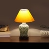 Devansh Conical Yellow Cotton Shade Lamp With Wood & Mosaic Glass Base For Decoration/Office/Home/Gifting/Study For Decoration/Office/Home/Gifting/Study -(10X10X14.5) Inches -A