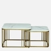 Metlax Square Metal Nesting Coffee Table Set Gold Finish White Porcelain Top Set Of 2