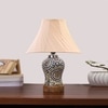 Devansh Off-White Cotton Shade Cross Pleated Lamp With Wood & Mosaic Glass Base For Decoration/Office/Home/Gifting/Study For Decoration/Office/Home/Gifting/Study