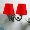 Devansh Metal Electric Wall Light in Antique Gold Colour with Red Shade Count of 2 Lights