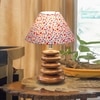 Devansh Printed Cotton Table Lamp With Wood  Pebble Lamp  (10X10X15) Inches