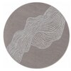 Handmade Round Wool Silk Rug Abstract Contour Taupe 7 Feet Carpet