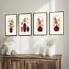 The Castle Decor Boho Abstract Botanical Wall Art Set of 4 Design 6 11x17 Inch
