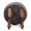 Roswell Sheesham Wood   Round Stool in Iron Grey Velvet Upholstery