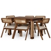 Globally Indian Sheesham Wood  6 Seater Dining Table Set With 6 Cushioned Cane Armchairs – Beige Color
