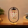 Devansh Multicolor Glass Wooden & Iron  Table Lamp -17 Inch Height  -Z