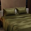 Stoa Paris Satin Bedsheet King Size with 2 Pillow Covers heet King Olive Oasis