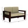 Madhavi 2 Seater Wooden Sofa (Creame Colour, Walnut Finish)
