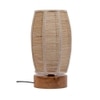 Beda Beige Bamboo Shade Table Lamp with Natural Wooden Base