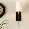 Devansh Metal Electric Wall Light in Black Colour with Off-white Shade Count of 1 Light