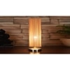 Round Cylindrical Bamboo Table Lamp with Steel Base