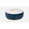 Brit Round Upholstered Coffee Table With Ms Base In Gold Colour & White Stone Top