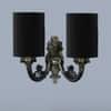 Devansh Metal Electric Wall Light in Antique Gold Colour with Black Shade Count of 2 Lights