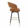 Doe Buck Mixoy Velvet Bar Stool in Emerald Brown Colour with Gold Accents