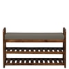 Mosselyn Solid Wood Shoe Rack with Seating in Walnut Brown finish